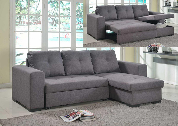 Gianni Chaise Sofa Bed With Storage Linen - Click Image to Close
